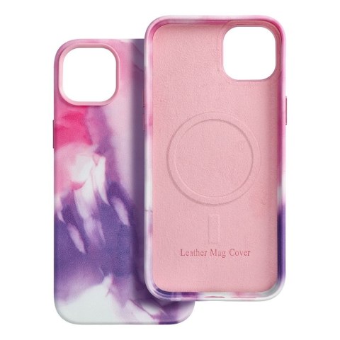 Etui LEATHER MAG COVER kompatybilny z MagSafe do iPhone 14 Plus purple splash