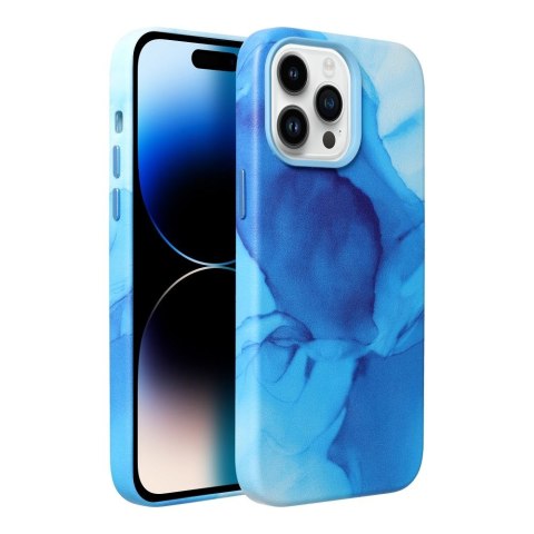 Etui LEATHER MAG COVER kompatybilny z MagSafe do iPhone 14 Pro blue splash