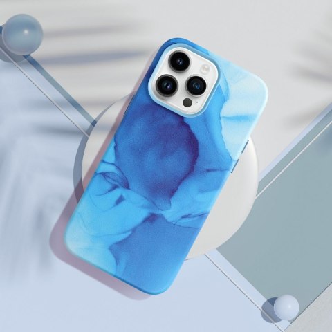 Etui LEATHER MAG COVER kompatybilny z MagSafe do iPhone 14 Pro blue splash