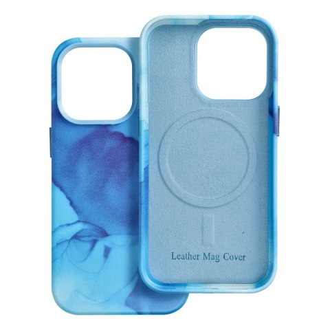 Etui LEATHER MAG COVER kompatybilny z MagSafe do iPhone 14 Pro blue splash