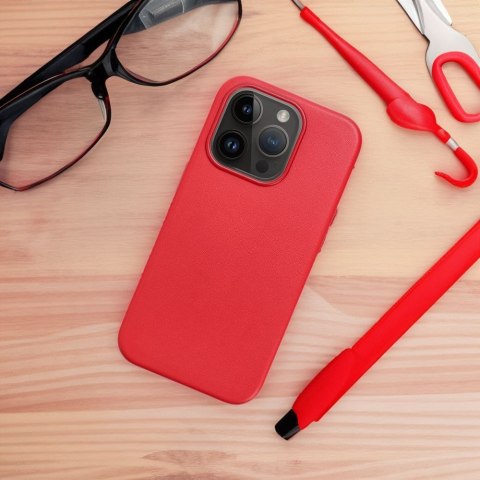 Etui LEATHER MAG COVER kompatybilny z MagSafe do iPhone 15 Pro Max czerwony
