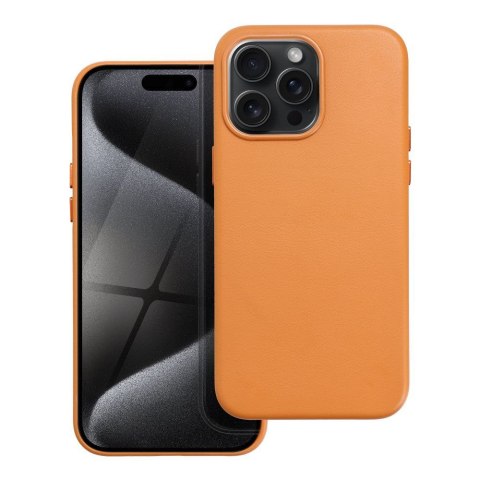 Etui LEATHER MAG COVER kompatybilny z MagSafe do iPhone 15 Pro Max pomarańczowy