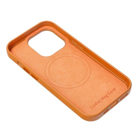 Etui LEATHER MAG COVER kompatybilny z MagSafe do iPhone 15 Pro Max pomarańczowy