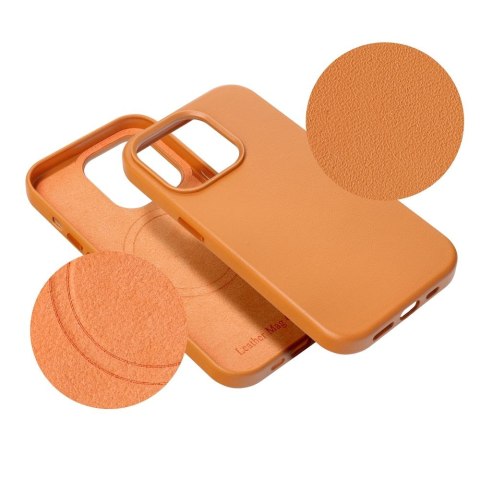 Etui LEATHER MAG COVER kompatybilny z MagSafe do iPhone 15 Pro Max pomarańczowy