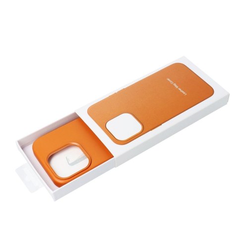 Etui LEATHER MAG COVER kompatybilny z MagSafe do iPhone 15 Pro Max pomarańczowy