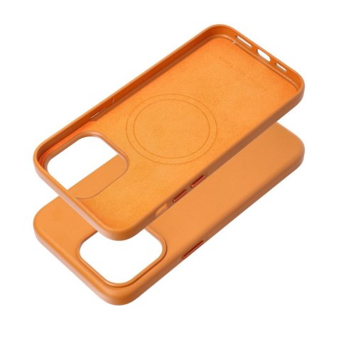Etui LEATHER MAG COVER kompatybilny z MagSafe do iPhone 15 Pro Max pomarańczowy