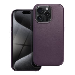 Etui LEATHER MAG COVER kompatybilny z MagSafe do iPhone 15 Pro ciemny fioletowy