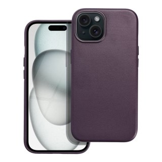 Etui LEATHER MAG COVER kompatybilny z MagSafe do iPhone 15 ciemny fioletowy