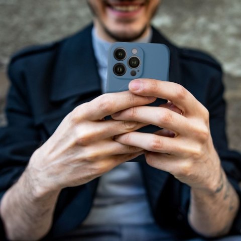 Futerał SILICONE MAG COVER kompatybilny z MagSafe do IPHONE 12 niebieski