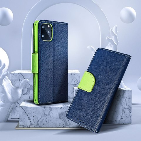 Etui FANCY Book do iPhone 15 Pro Max granatowo limonkowy