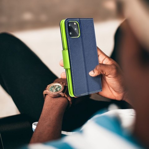 Etui FANCY Book do iPhone 15 Pro Max granatowo limonkowy