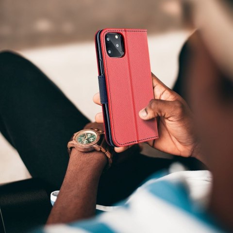 Etui FANCY Book do iPhone 15 czerwono granatowy