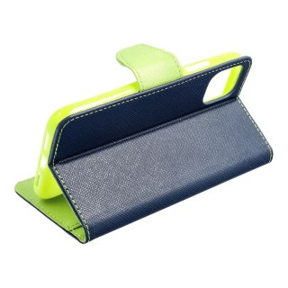 Etui FANCY Book do iPhone 15 granatowo limonkowy