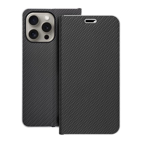 Etui LUNA Book Carbon do iPhone 15 Pro Max czarny