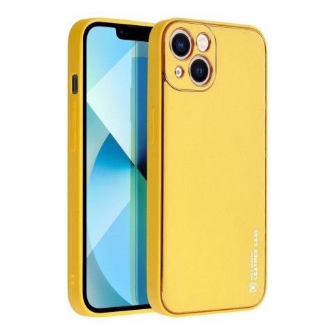 Etui LEATHER CASE skórzany do iPhone 14 Plus żółty