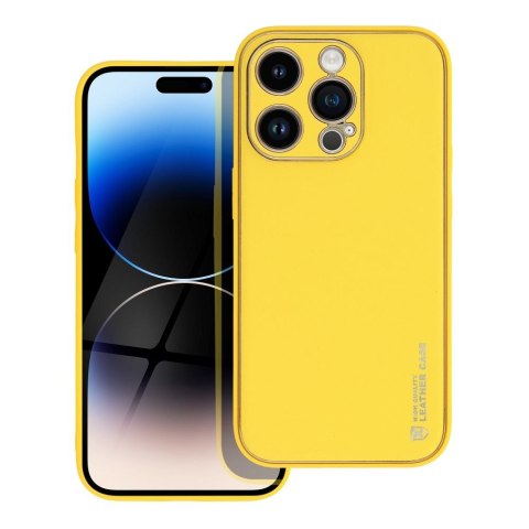Etui LEATHER CASE skórzany do iPhone 14 Pro żółty