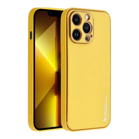 Etui LEATHER CASE skórzany do iPhone 14 Pro żółty