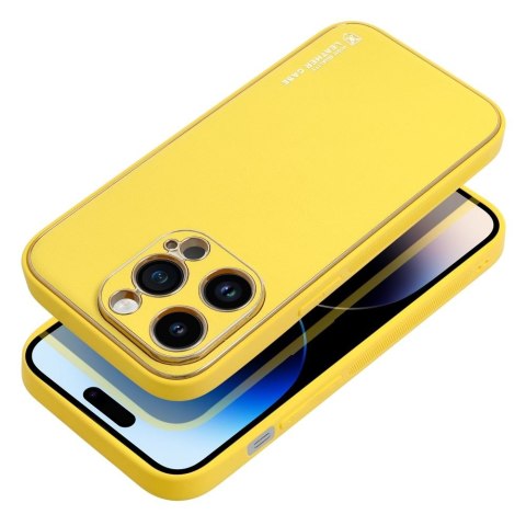 Etui LEATHER CASE skórzany do iPhone 14 Pro żółty