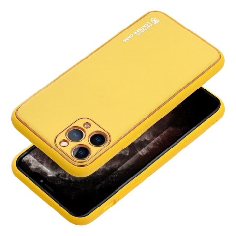 Etui LEATHER CASE skórzany do iPhone 15 Pro Max żółty