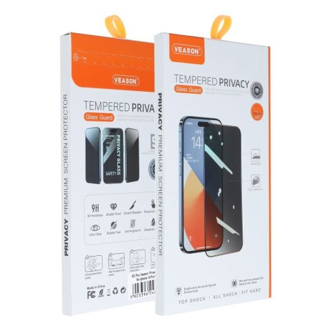 Szkło Hartowane 6D Pro Veason Privacy Glass - do Iphone 15 czarny