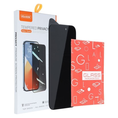 Szkło Hartowane 6D Pro Veason Privacy Glass - do Iphone 15 czarny