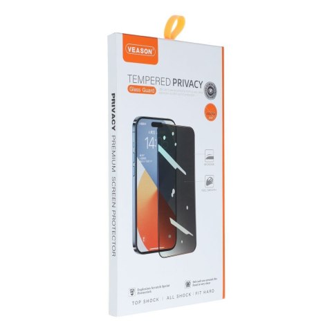 Szkło Hartowane 6D Pro Veason Privacy Glass - do Iphone 15 czarny