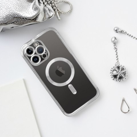 Etui ELECTRO MAG COVER kompatybilny z MagSafe do iPhone 15 srebrny