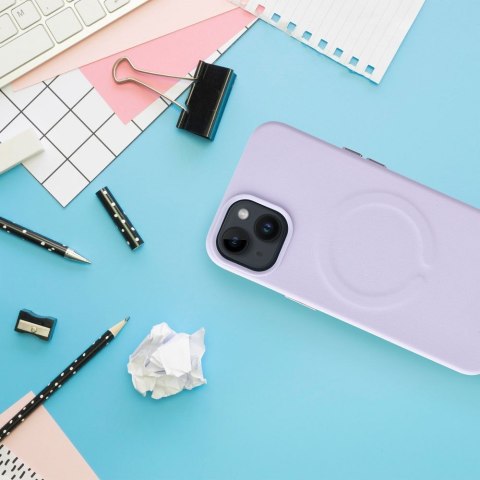 ROAR Etui LEATHER MAG kompatybilny z MagSafe do iPhone 14 Plus Fioletowy