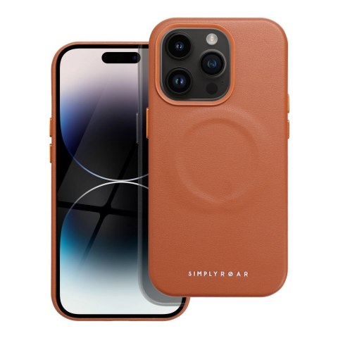 ROAR Etui LEATHER MAG kompatybilny z MagSafe do iPhone 14 Pro Brązowy