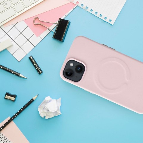 ROAR Etui LEATHER MAG kompatybilny z MagSafe do iPhone 14 Pro Różowy