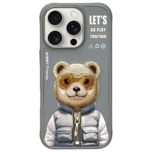 Nimmy Cool&Cute 2.0 Bear – Etui iPhone 16 Pro Max (szary)