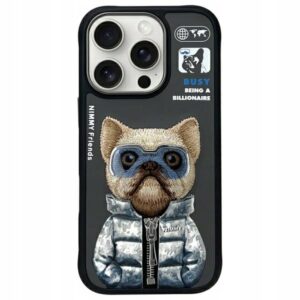 Czarne etui Nimmy Cool&Cute 2.0 Dog do iPhone 16 Pro Max z aplikacją pieska