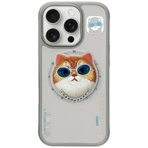 Etui NIMMY Glasses Cool Cat MagSafe do iPhone 16 Pro Max – szare / srebrne