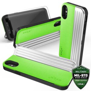 Etui Zizo do iPhone XS / X, neonowozielono-srebrne