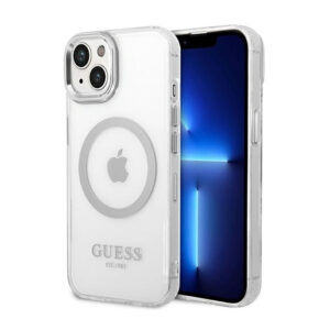 Guess Metal Outline MagSafe - Etui iPhone 14 Plus (przezroczysty / srebrny)