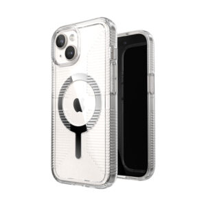 Speck Gemshell Grip + MagSafe - Etui do iPhone 17e / 16e / 15 / 14 / 13 (Clear / Chrome Finish)