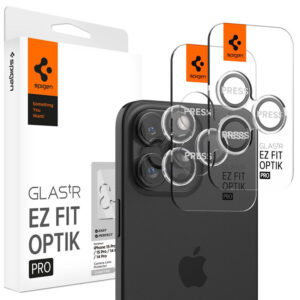 Spigen Optik Pro GLAS.TR EZ Fit Camera Protector 2-Pack - Szkło ochronne na obiektyw do iPhone 16 Pro / 16 Pro Max / 15 Pro / 15 Pro Max / 14 Pro / 14 Pro Max (