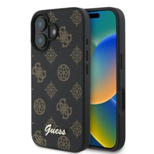 Guess Peony Script MagSafe - Etui iPhone 16 Plus (czarny)