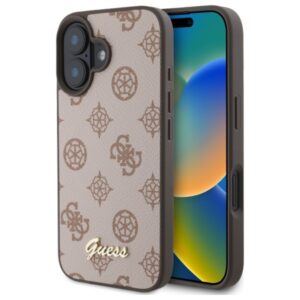 Guess Peony Script MagSafe - Etui iPhone 16 (brązowy)