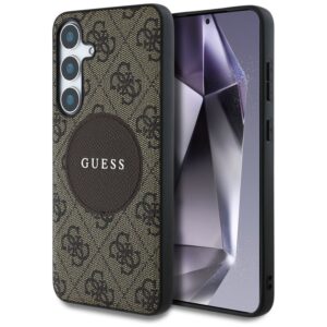Guess 4G Round Patch Classic Logo MagSafe - Etui do Samsung Galaxy S25+ (brązowy)