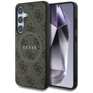 Guess Leather 4G Colored Ring Classic Logo MagSafe - Etui do Samsung Galaxy S25 (brązowy)