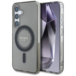 Guess Rhinestones Printed Classic Logo MagSafe - Etui do Samsung Galaxy S25 (czarny)