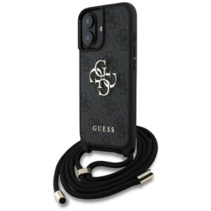 Guess 4G Big Logo Cord Strap Crossbody - Etui do iPhone 16 (czarny)