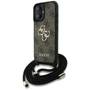 Guess 4G Big Logo Cord Strap Crossbody - Etui do iPhone 16 Plus (brązowy)