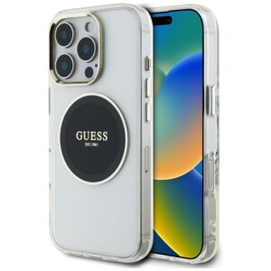 Guess IML Metal Colored Circle Classic Logo MagSafe - Etui do iPhone 16 Pro Max (czarny)