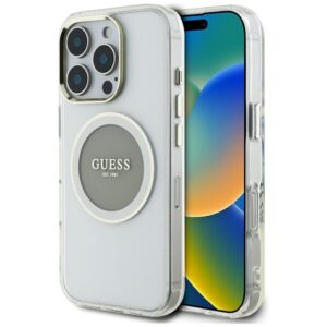 Guess IML Metal Colored Circle Classic Logo MagSafe - Etui do iPhone 16 Pro Max (szary)