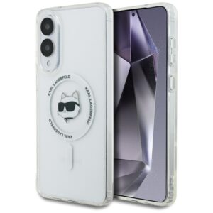 Karl Lagerfeld Button Choupette Head Printed Logo MagSafe - Etui Samsung Galaxy S25 Edge (biały)