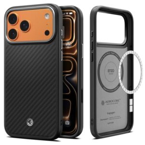 Spigen Enzo Aramid T Mag MagSafe - Etui do iPhone 17 Pro / 18 Pro (Black/Silver)