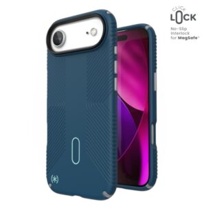 Speck Presidio2 Grip ClickLock & MagSafe - Etui iPhone Air (Deep Sea / Silver Metallic / Spell Blue)