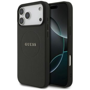 Guess Grained Ring MagSafe - Etui iPhone 17 Pro Max (czarny)